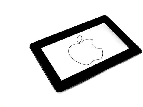Apple logo on ipad screen Stock Photos