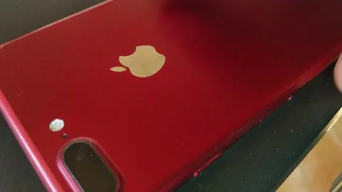 Apple logo on the iphone device. iphone apple smartphone technology. Stock Footage 233685757