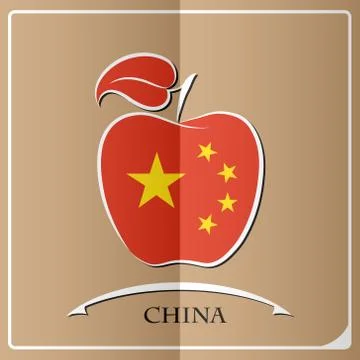 Apple logo made from the flag of China Stock Illustration