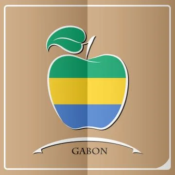 Apple logo made from the flag of Gabon Stock Illustration