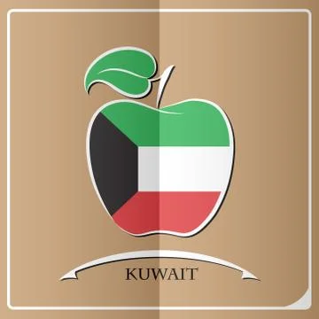 Apple logo made from the flag of Kuwait Stock Illustration