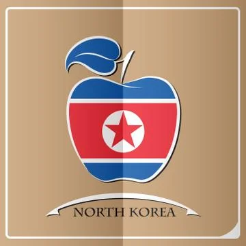 Apple logo made from the flag of North Korea Stock Illustration