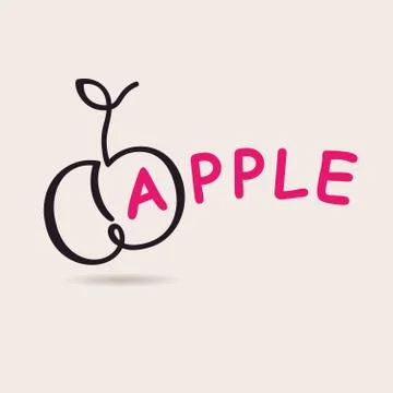 Apple logo. Vector logo freehand drawing Stock Illustration