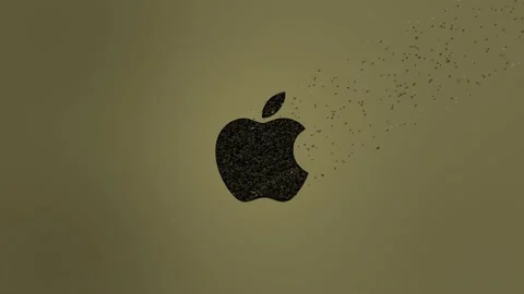 Apple Logo Wind Dissolve. Golden Video stock 157698562