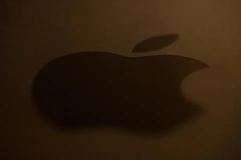 Apple Mac Mini Logo Macro 스톡 사진