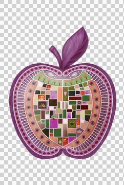 Apple, made using mosaic technique, for printing on clothes, stickers, post.. Stock Illustration
