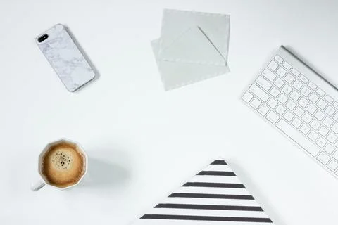 Apple Magic Keyboard Besides White Letter Envelope Stock Photos