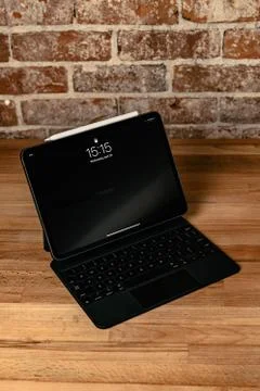 Apple Magic Keyboard on a desk Stock Photos