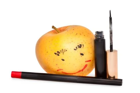 Apple with a makeup Foto stock