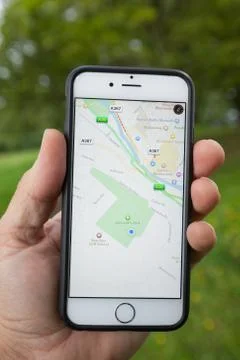 Apple Map on an iPhone Stock Photos