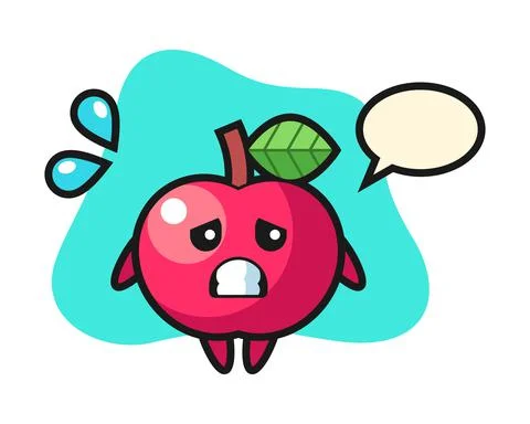 Apple mascot character with afraid gesture Stock Illustration