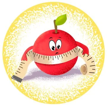 Apple with measuring tape Stock Illustration