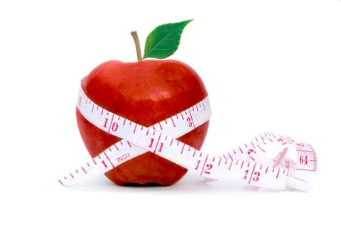 Apple with measuring tape Stock Photos