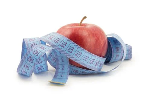 Apple with measuring tape Stock Photos