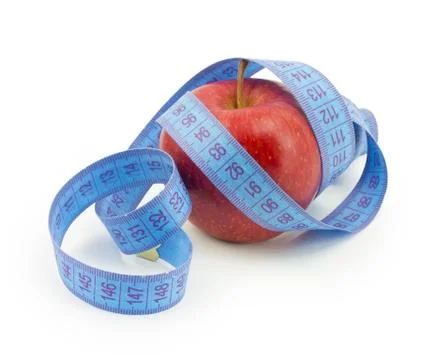 Apple with measuring tape Stock Photos