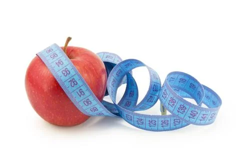 Apple with measuring tape Stock Photos