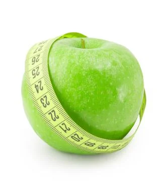 Apple with measuring tape Stock Photos