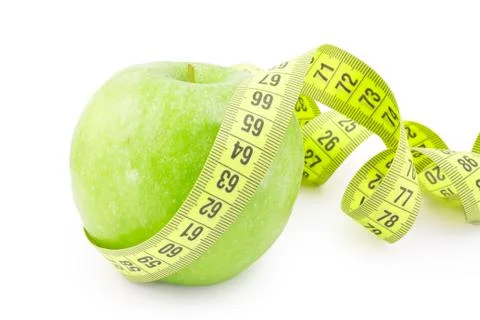 Apple with measuring tape Stock Photos