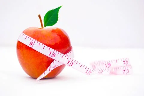 Apple with Measuring Tape Stock Photos