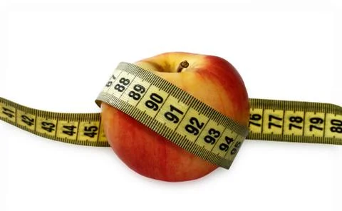 Apple with measuring tape Stock Photos