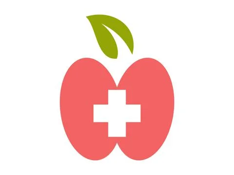 Apple Medical Icon, Flat Vector Healthcare Symbols for Digital Health and U.. Stock Illustration