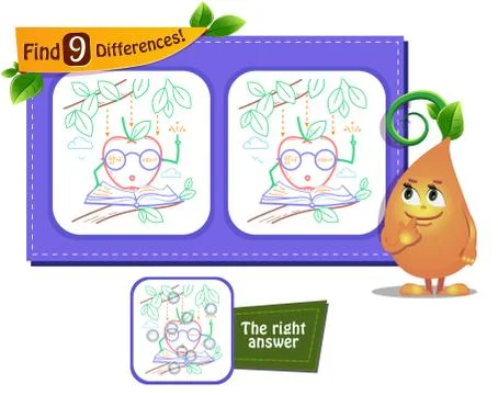Apple newton game 9 differences Stock Illustration