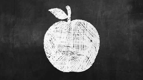 Apple Newton math symbol in chalk board - math, science Stock Footage 89705226
