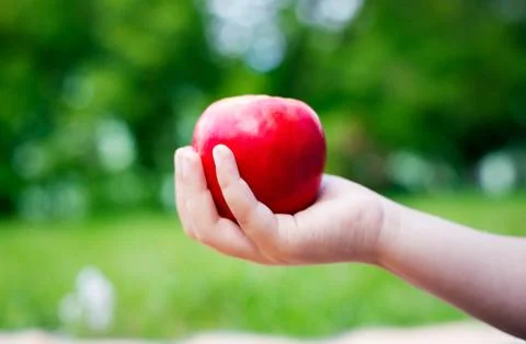 Apple in one hand Stock Photos