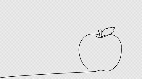 Apple, one line drawing animation. Video clip with alpha channel. Stock Footage 264913705