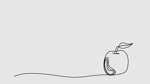 Apple. One line drawing animation with alpha channel. Stock Footage 304386074