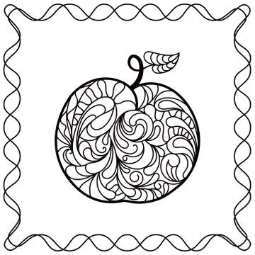 Apple ontour black pattern in doodle style Stock Illustration