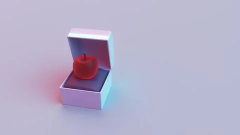 Apple in open box on cushion with copy space 스톡 일러스트