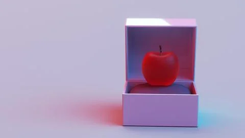 Apple in open gift box on cushion 스톡 일러스트