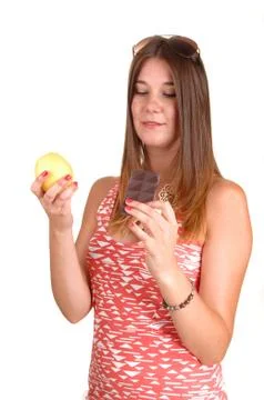 Apple or chocolate? Stock Photos