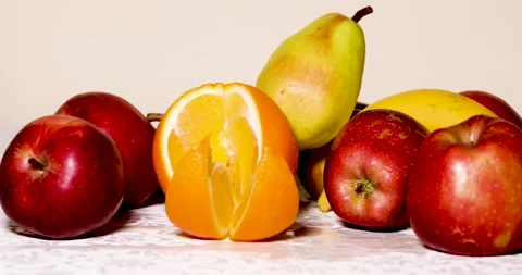 Apple, orange and pear are the most preferred fruits rich in vitamin C Video stock 145794629