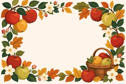 Apple Orchard Harvest Frame Stock Illustration