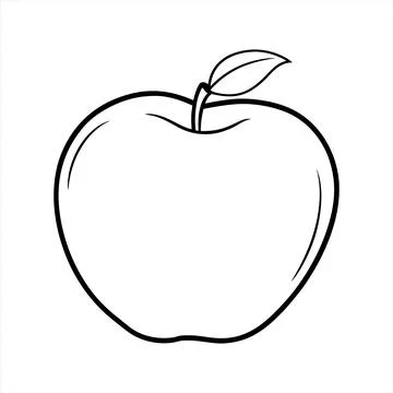 Apple outline drawing vector illustration isolated on white background simp.. Stock Illustration
