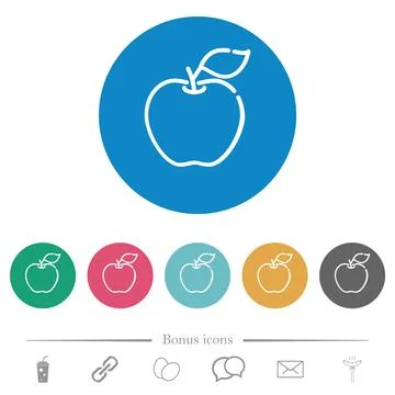 Apple outline flat round icons Stock Illustration