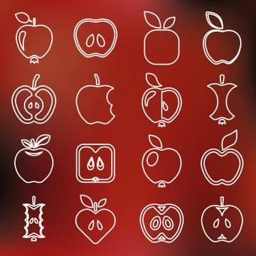 Apple outline icons Stock Illustration