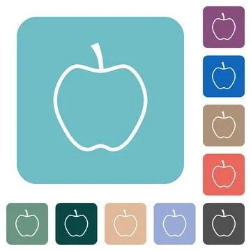 Apple outline rounded square flat icons Stock Illustration