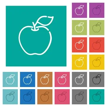 Apple outline square flat multi colored icons イラスト素材