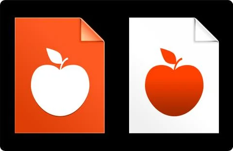 Apple on Paper Set Stock Illustration