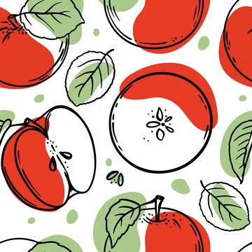 APPLE PATTERN Delicious Fruit Seamless Vector Illustration Illustrazione stock