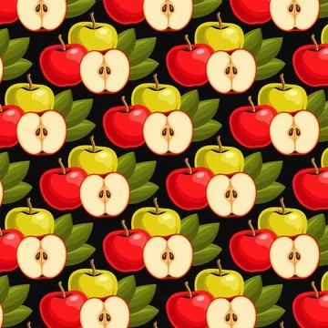 Apple Pattern with Red and Green Fruits Vector illustration Design 스톡 일러스트