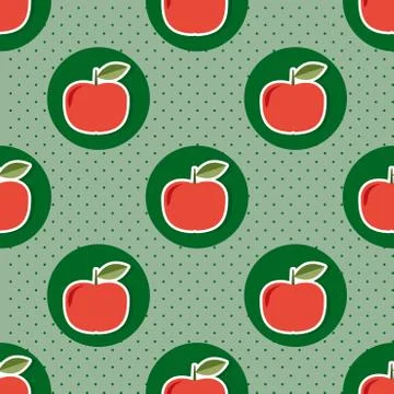 Apple pattern. seamless texture with ripe red apples 库存插图