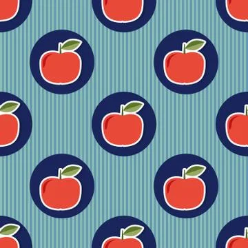 Apple pattern. seamless texture with ripe red apples Stock Illustration