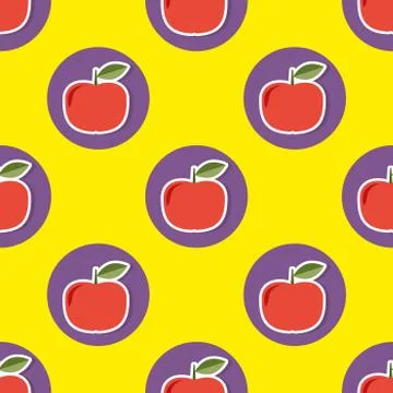 Apple pattern. seamless texture with ripe red apples Stock Illustration