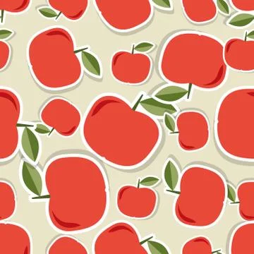 Apple pattern. seamless texture with ripe red apples Stockillustratie