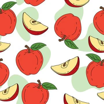 Apple Pattern seamless on white background Vector Stock Illustration