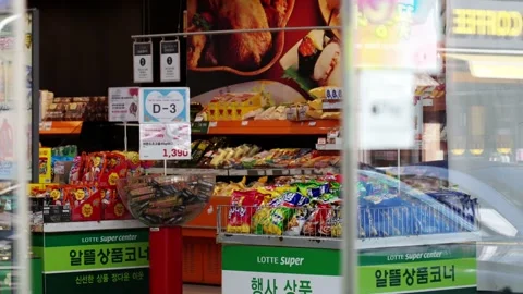 Apple Pay available soon and Apple Pay service sticker at South Korea Video stock 235647843